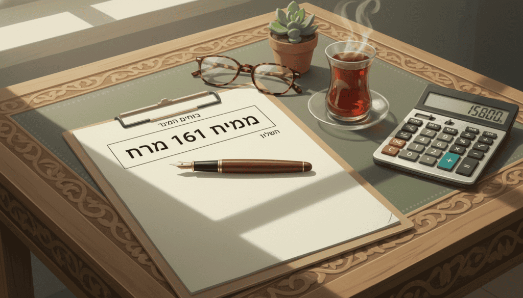 טופס 161ד על שולחן עץ עם עט נובע ומחשבון - מתי לא כדאי לעשות קיבוע זכויות 2026